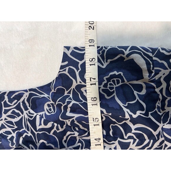 Ann Taylor Dress 14 Navy White Floral Cotton Shift Sleeveless U Neck Ruffles NWT - Picture 9 of 15